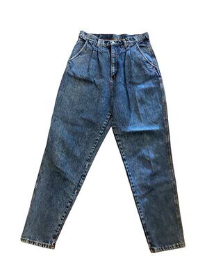 Bill Blass Women's Pleated Front High Waist Straight Denim Jeans Size 14 / 30X31